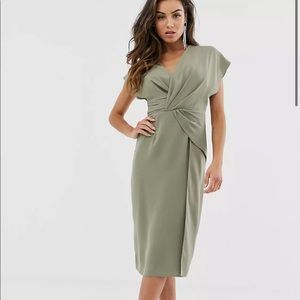 ASOS Design Twist and Drape front midi dress